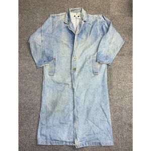Sunbelt Denim Duster Coat Size M/L Vintage 90s Long Button Up Pockets Light Wash